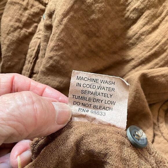 Woman's Brown Button Front Dress Size M Peter Pan Collar 3/4 Sleeves - Picture 14 of 14